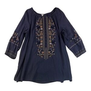 Blue Abstract Print Blouse Short Sleeve Lightweight Top